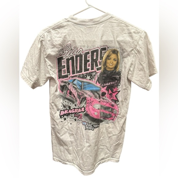 Gildan Tops - White and Pink Graphic T-Shirt SMALL